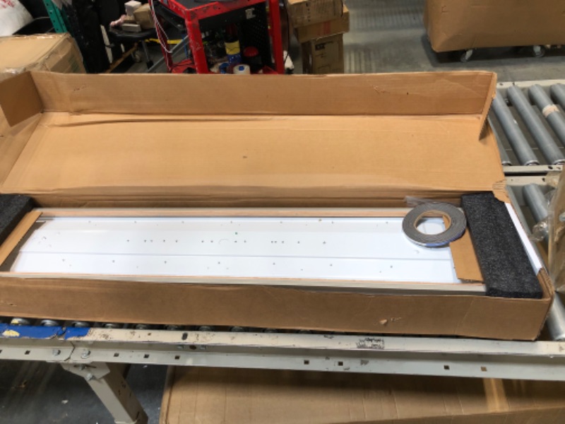 Photo 1 of ** sold as is no refund/return** Lithonia Lighting Saturn 4 Foot LED Kitchen Light Fixture, Linear Flush Mount Ceiling Light, 4000K Cool White, 3206 Lumens, 120 Volts, 39 Watts, Damp Listed, Brushed Nickel (FMFL 30840 SATL BN)