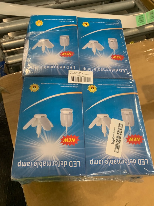 Photo 1 of (4 Pack) LED Garage Lights, 60W Trilights Ceiling, High Low Bay Deformable Adjustable 4 Led Light Bulbs 6000LM 6000K, Screw in Tribright Garage Lighting Fixture,CRI80 Daylight