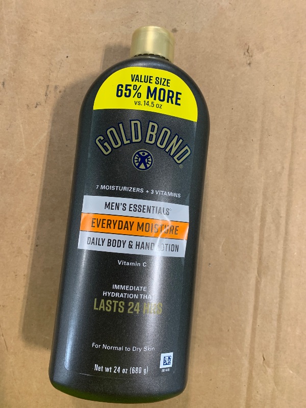 Photo 1 of ****THE LID IS BROKEN****Gold Bond Men's Essentials Everyday Moisture Daily Body & Hand Lotion With Vitamin C, Hydrating Lotion Formulated for Men's Dry Skin, Value Size, 24 oz.