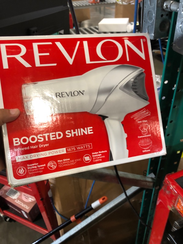 Photo 1 of ***MISSING ACCESORIES** REVLON Infrared Ionic Hair Dryer with Diffuser & Concentrator, 2 Speed Settings, Blow Dryer with Tourmaline Technology for Frizz Control, 1875 Watt Power for Fast Drying, Suitable for All Hair Types