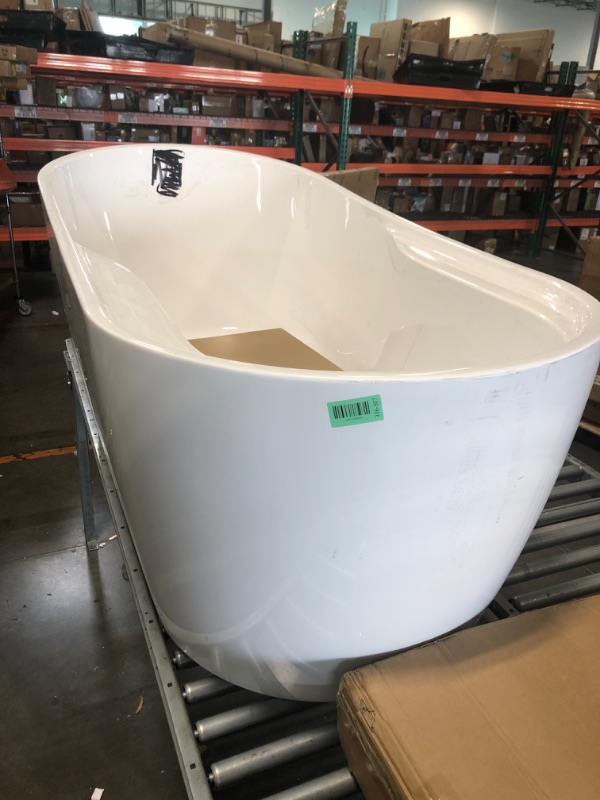 Photo 1 of !!DIRTY**USED!!WOODBRIDGE 59" Acrylic Freestanding Bathtub Contemporary Soaking White Tub with Brushed Nickel Overflow and Drain?B-1530 -B/N-Drain &O
