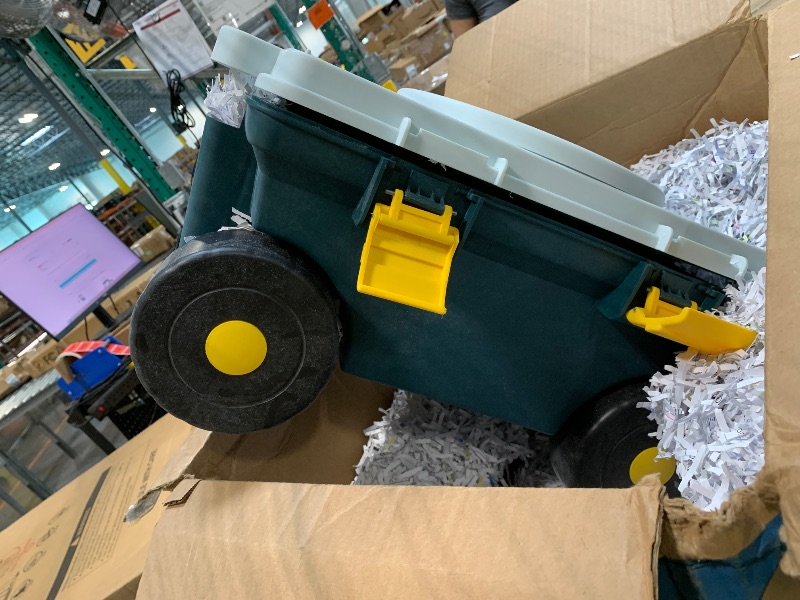 Photo 1 of  ***** STOCK PHOTO FOR REFERENCE **** Rolling Garden Cart with Seat - Plastic Storage with Bench and Interior Tool Tray - Gardening Stool for Weeding and Planting By Pure Garden (Green)