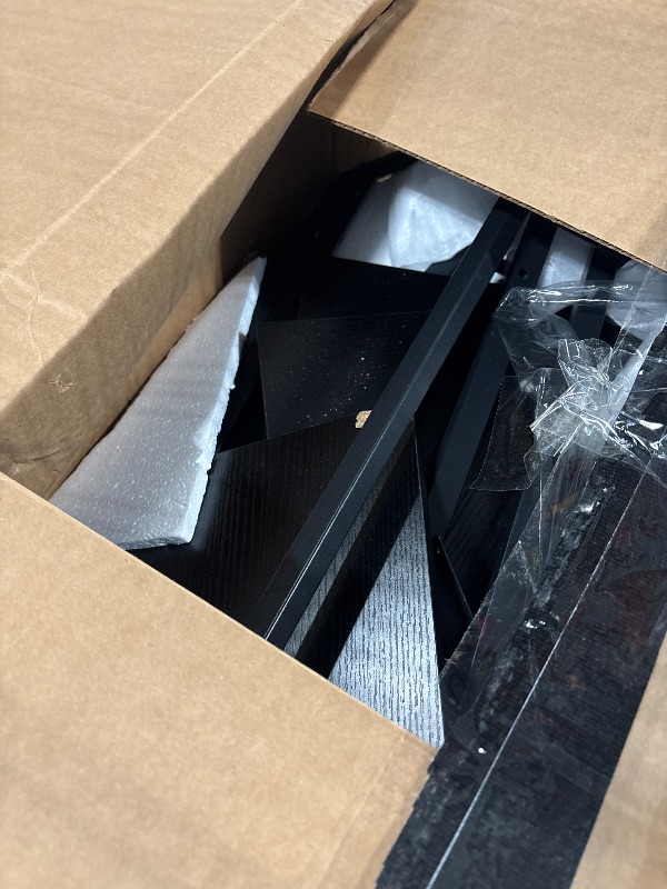 Photo 1 of ***MAJOR DAMAGE*** Furologee L Shaped Gaming Desk with Power Outlet, Corner Computer Desk for Home Office, Reversible 50 Inch Work Study Table with File Drawer, Monitor Stand, Storage Shelves, Black