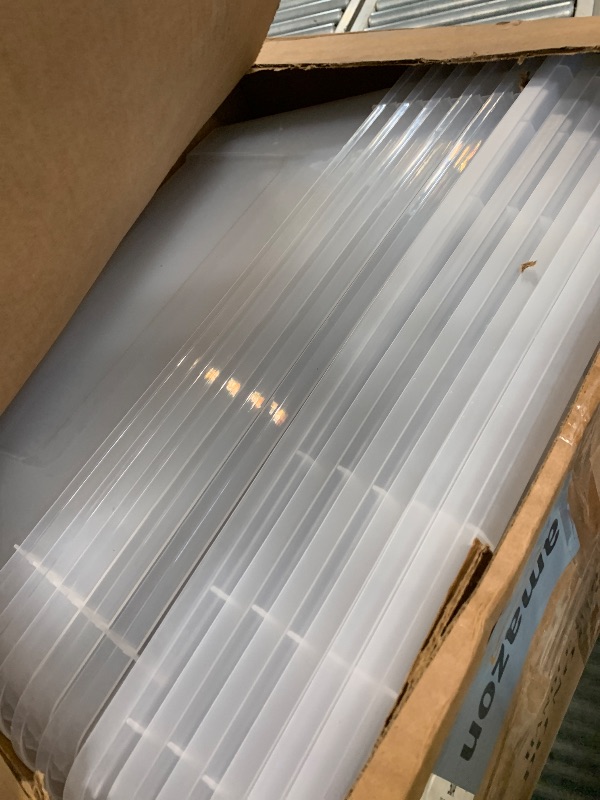 Photo 1 of **UNKNOWN MISSING PARTS**
IRIS USA 72 Qt Stackable Plastic Storage Bins with Lids, 6 Pack - BPA-Free, Made in USA - See-Through Organizing Solution, Latches, Durable Nestable Containers, Secure Pull Handle - Clear