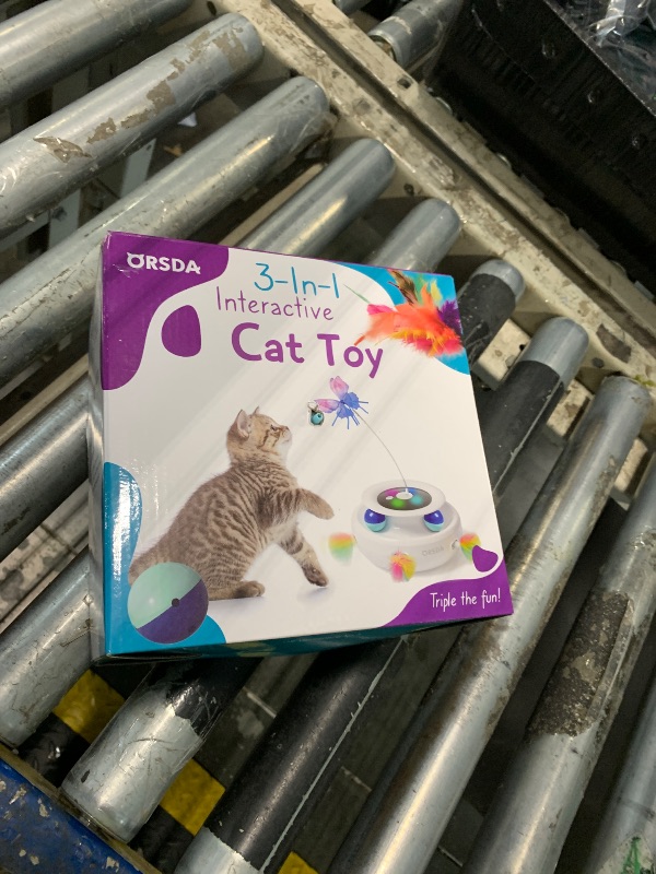 Photo 1 of **UNTESTED**
ORSDA Cat Toy, 3-in-1 Automatic Interactive Electronic Moving Ambush Feather, Fluttering Butterfly, Track Balls, USB Rechargeable Powered Smart Indoor Exercise Kicker