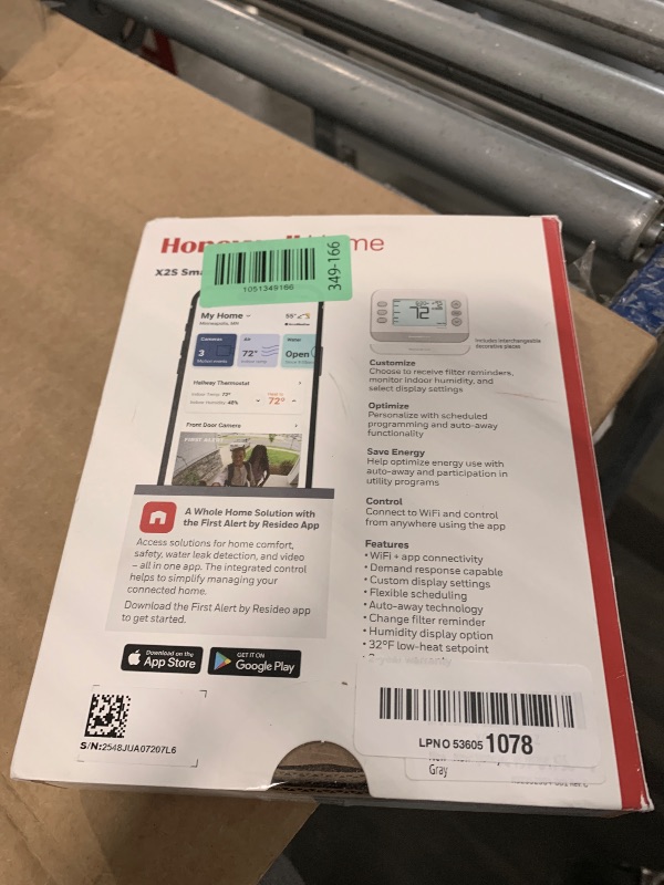 Photo 1 of **NON-FUNCTIONAL**
Honeywell Home Smart Thermostat, Conventional/Heat Pump Compatibility, WiFi Thermostat for Home, X2S, Gray