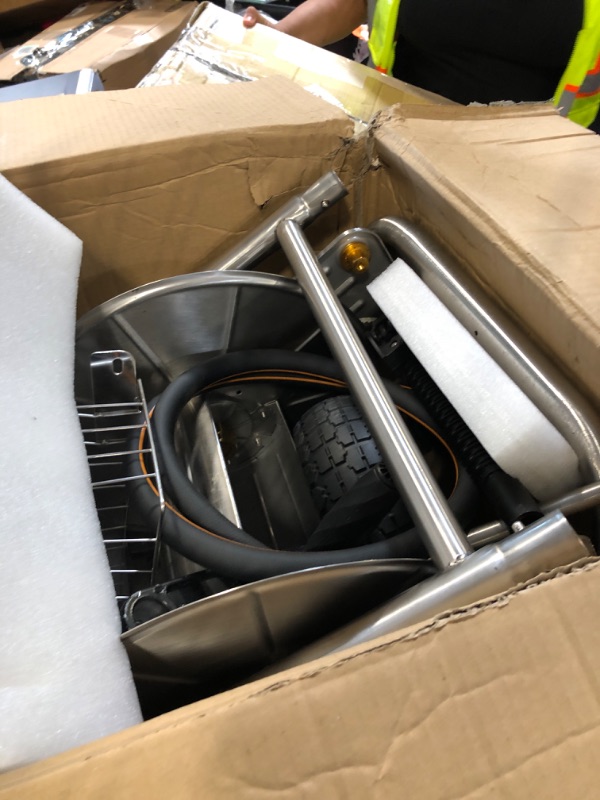 Photo 1 of ***UPDATED 5/22*** Giraffe Tools Garden Hose Reel Cart with Wheels, Stainless Steel Heavy Duty Water Hose Reel Cart, 200 ft of 1/2 Capacity, Mobile for Outside