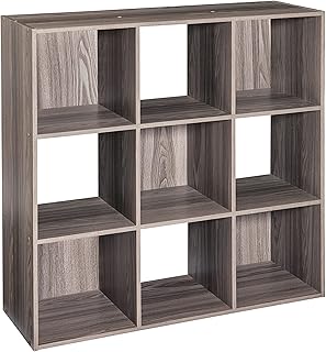 Photo 1 of !USED FOR PARTS!***MISSING NAILS!!!USED FOR PARTS!!!!!!!ClosetMaid Cubeicals 9 Cube Storage Shelf Organizer Bookshelf, Stackable, Square Shape, Easy Assembly, Wood, Natural Gray Finish
