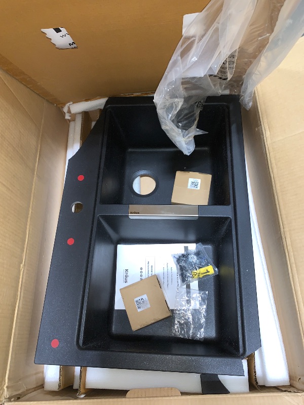 Photo 1 of **sold as is no refund/return** SANYCASA 33 Inch Double Bowl Kitchen Sinks with Quick Drain Slope - 11 Gauge (3mm) 304 Stainless Steel Undermount Kitchen Sink with Accessories