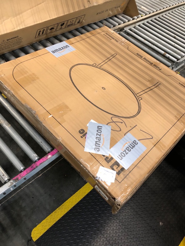 Photo 1 of **table only**  Pamapic 5-Piece Outdoor Dining Set, All-Weather PE Rattan Outdoor Furniture Set with Wood Table Top, Patio Dining Set with Cushion Chairs & Round Table for Garden, Lawn, Patio (Yellow & White)