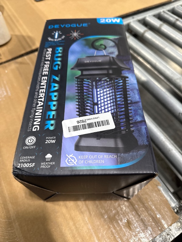 Photo 1 of *UNTESTED*
DEVOGUE® Electric Bug Zapper - Electric Blue Violet Attract Insect Light - Modern Stylish Mosquito Fly Killer - Fly Mosquito Control Bug Zapper Outdoor & Home and Kitchen (Black)