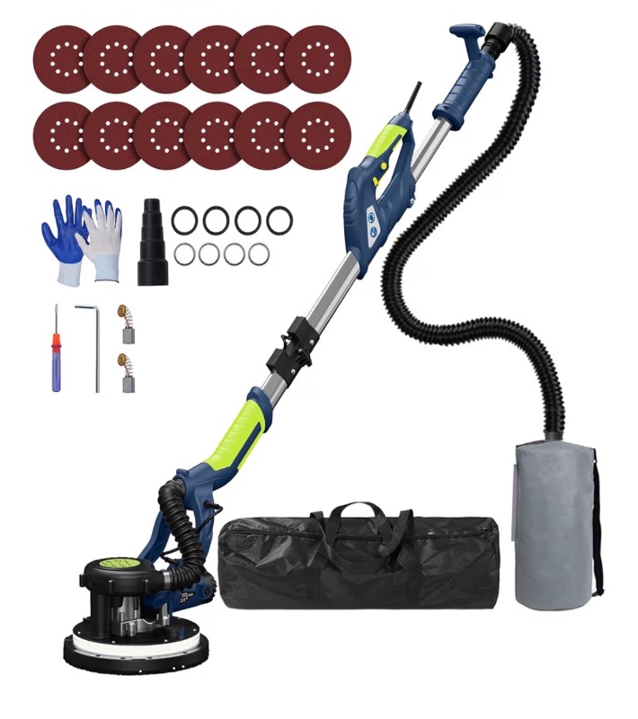 Photo 1 of *** UNCLEAN **Drywall Sander, 2025 Upgraded 8-Amp Popcorn Ceiling Removal Tool with 7 Variable Speed 800-1800RPM, Drywall Sander with Vacuum Dust Collector with Extendable Handle, LED Light,12pcs Sanding Discs,Blue