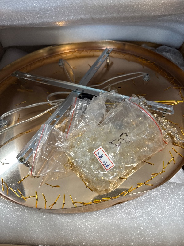 Photo 1 of **UNTESTED**
KRASTY Gold Crystal Chandelier Flush Mount Ceiling Light, 5 Lights Modern Round, K9 Crystal Raindrop Chandelier Light Fixtures for Hallway Bedroom, Living Room, Dining Room, H12 x D18