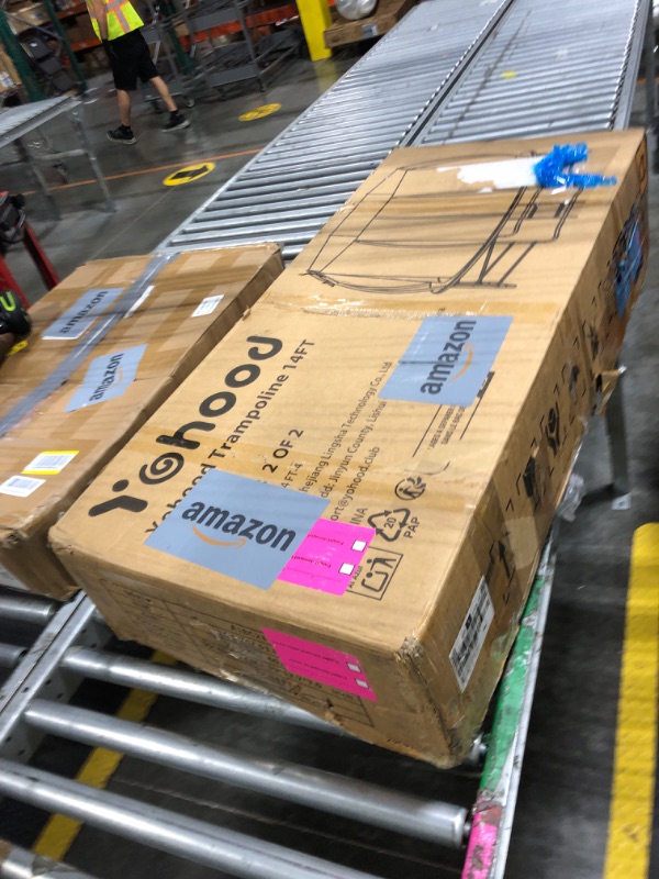Photo 1 of ***Only Box 2 Of 2*** ***Partial Set*** Yohood Trampoline Outdoor 12FT 14FT, Recreational Trampolines with Enclosure Net and Ladder, ASTM Approved for Kids and Adults, with Additional 8 Stabilizer Bars and Anti-Rust Coated Galvanized Frame