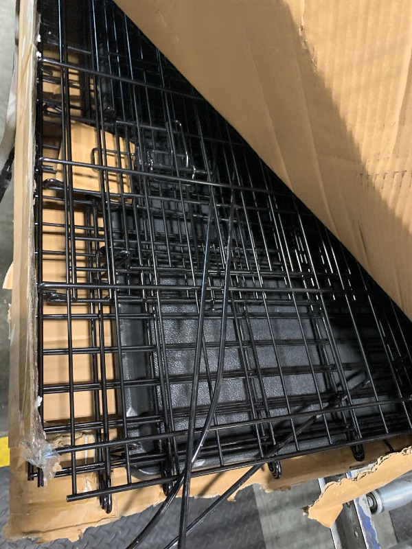 Photo 1 of ***DENTED***Solutions by MidWest Homes for Pets 54-Inch Drop Pin Crate for Giant Breeds Over 100 lbs, Single Door Dog Crate with Leak-Proof Tray & Secure Latches, Durable Drop Pin Construction