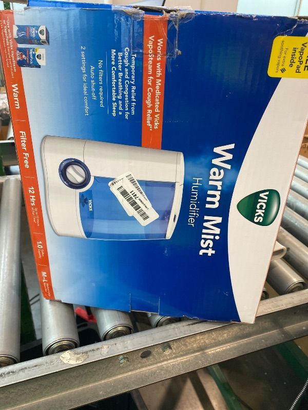 Photo 1 of ***Used And Dirty*** Vicks Warm Mist Humidifier Filter-Free 1-Gal Tank, Auto Shut-Off, Night Light, VapoPad and VapoSteam Compatible