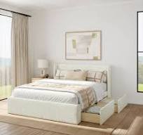 Photo 1 of ***Partial Set*** ***Only Box 2 Of 2*** ***Stock Photo Is A Similar Item*** White Bed Frame, Queen