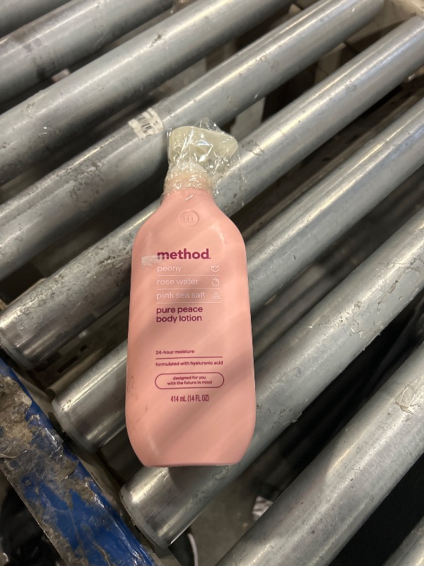 Photo 1 of ****USED**** Method Body Lotion, Pure Peace, Rose Water, Peonies + Pink Sea Salt notes, 24 Hours of Moisture, 14 oz