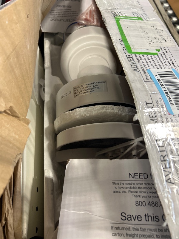 Photo 1 of [Missing Parts] [CLERK NOTES] Craftmade McCoy 52" Indoor Ceiling Fan | 3-Blade Matte White | Integrated 18W Dimmable 3000K LED Light | Hardwired Wall Control, 4-Speed Reversible Motor | Rated for Indoors Only