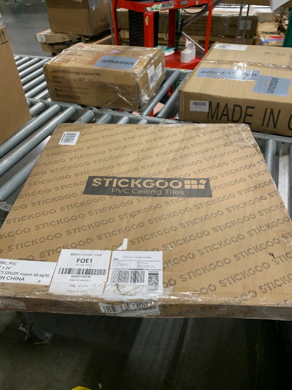 Photo 1 of [MISSING SHEETS] STICKGOO Black Drop Ceiling Tiles 2ft x 2ft, Waterproof PVC Ceiling Panels, Fire Resistant and Washable Smooth Ceilings Decor Coverings 24 x 24in - 12 Pack Cover 48 Sq. Ft