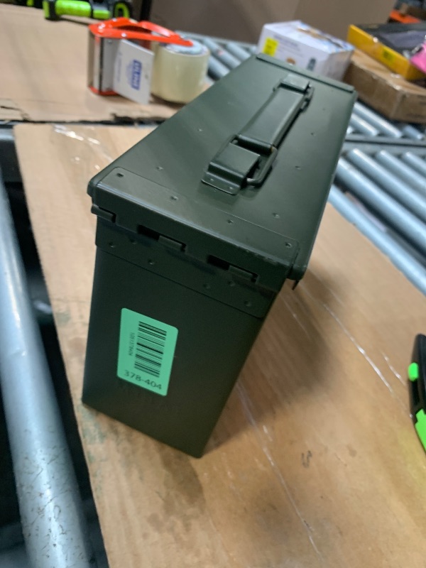 Photo 1 of **MINOR DAMAGE - Dented**
Allen Company Classic Steel Ammo Box - Large, Lockable, and Waterproof Ammo Storage for .30/.50 Caliber - Shooting Accessories - Army Green Metal Container