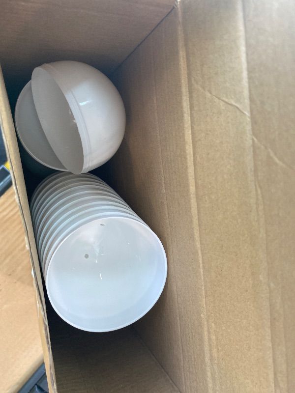 Photo 1 of [PARTIAL SET] [MISING UNKNOWN # OF PIECES] Leitee 24 Pcs White Plastic Easter Eggs 4 Inch Large Blank Empty Eggs Bulk Paintable Detachable DIY Decoration for Easter Basket Stuffers Fillable Hunting Treats Party Favor Gift