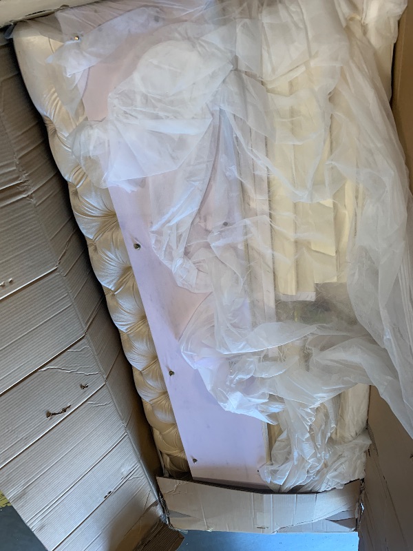 Photo 1 of **SOLD AS IS NO REFUND/RETURN*** KEIKI 84" Luxury Oversized Velvet Chesterfield Sofa with 2 Pillow & Gold Stainless Decoration, Italian Modern Style 3-Seater Button Tufted Couch with Rolled Arms, Easy Assembly, for Living Room, Beige