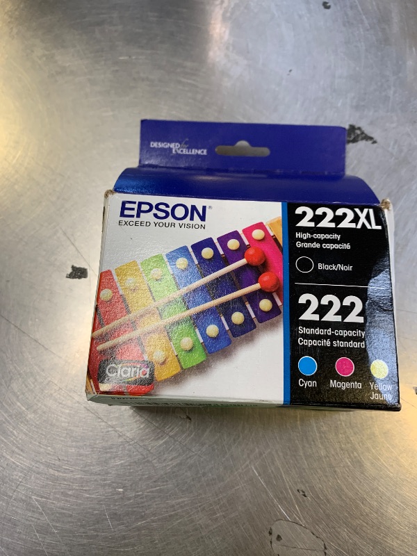 Photo 1 of EPSON 222 Claria Ink High Capacity Black & Standard Color (Cyan/Magenta/Yellow) Cartridge Combo Pack (T222XL-BCS) Works with WorkForce WF-2960 Expression XP-5200