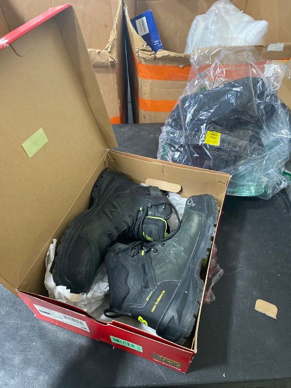 Photo 1 of **HEAVILY USED** New Balance Calibre Composite Toe Work Boots for Men - EH, PR, Non-Slip Leather Safety Shoes for Industrial & Construction, Black, 10.5 Wide
