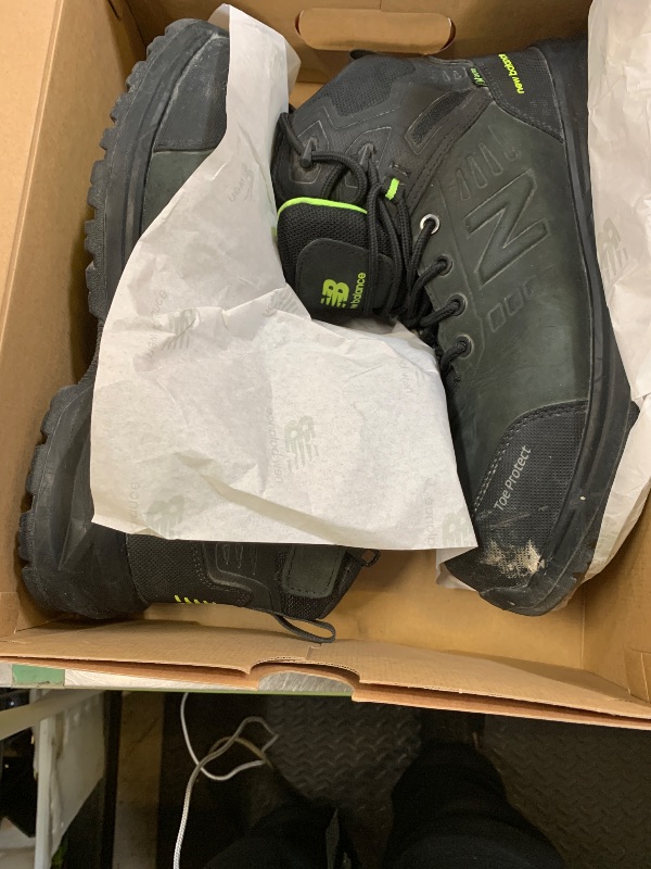 Photo 1 of **HEAVILY USED** New Balance Calibre Composite Toe Work Boots for Men - EH, PR, Non-Slip Leather Safety Shoes for Industrial & Construction, Black, 10.5 Wide