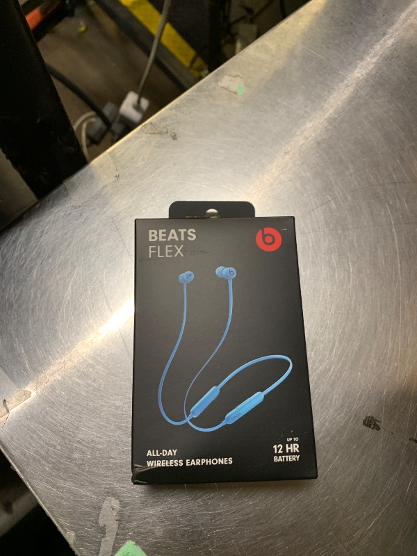 Photo 1 of Beats Flex Wireless Earbuds - Apple W1 Headphone Chip, Magnetic Earphones, Class 1 Bluetooth, 12 Hours of Listening Time, Built-in Microphone - Flame Blue
