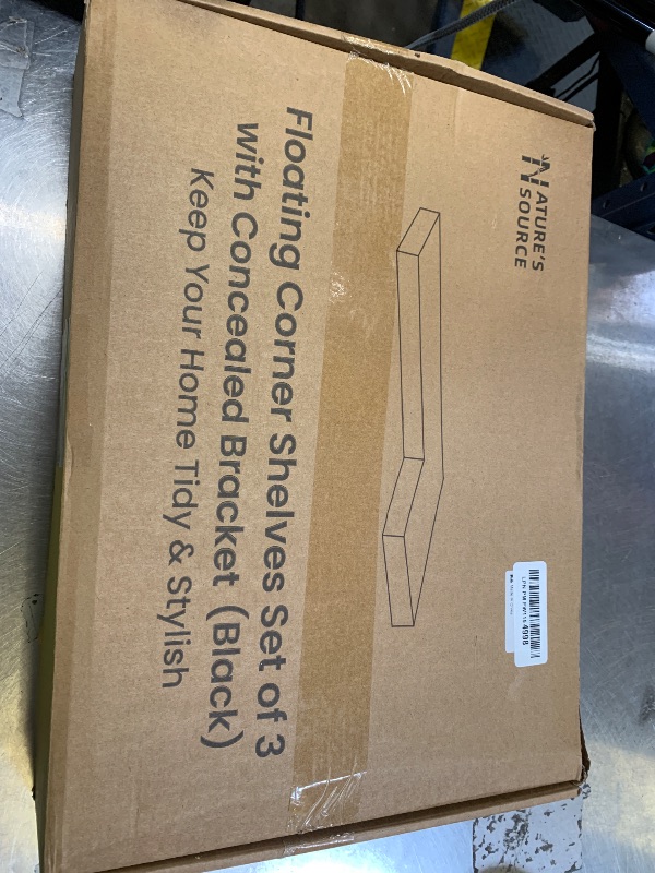 Photo 1 of NATURE'S SOURCE Corner Floating Shelves with Invisible Brackets, Corner Shelves Wall Mounted Set of 3, Bedroom Bathroom Kitchen Living Room Office- Gothic Style 16.6" x 6" (Black)