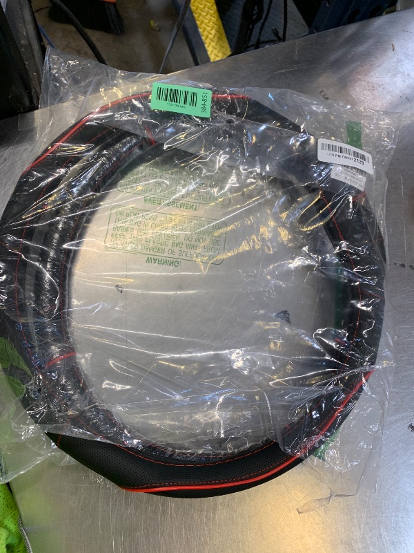 Photo 1 of Gmngis D Shape Car Steering Wheel Cover, Universal 15 inch Stitching Color Anti-Slip Steering Wheel Protector, Red and Blue Stitch Design