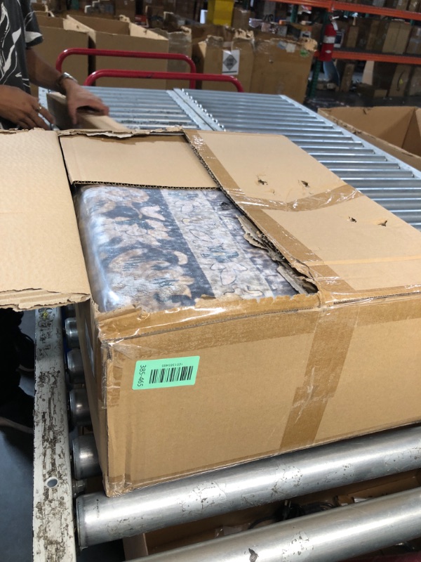 Photo 1 of (used)(see all images) Andency Large 9x12 Washable Area Rug for Living Room Bedroom, Vintage Boho Dark Brown/Charcoal Foldable Floral Carpet