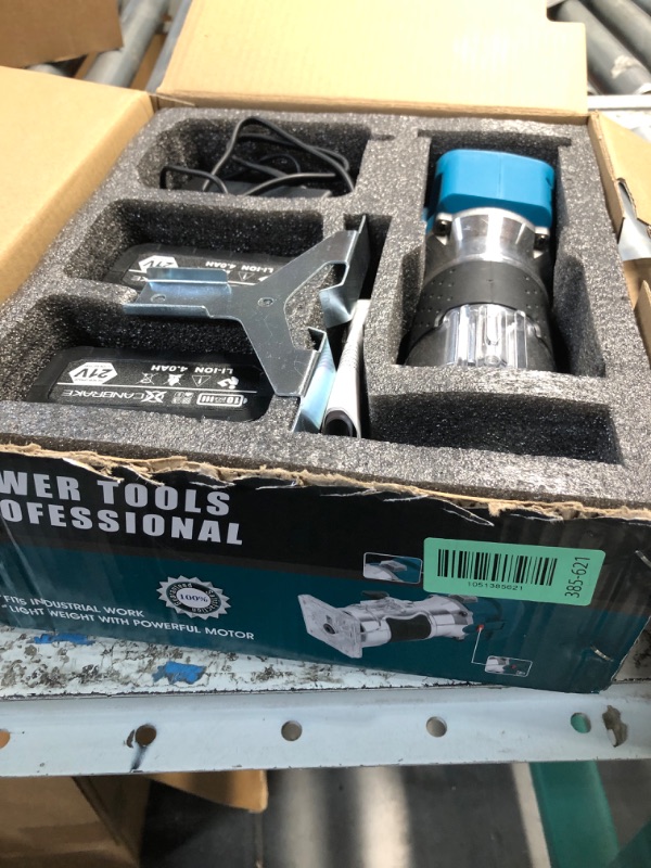 Photo 1 of **MISSING ROUTER TOOLS**Cordless Wood Router, 21V Brushless Trimmer Router with 2 x 4.0Ah Battery, Portable Wood Para Madera 6 Speed Adjustable, Wood Router Tool with 20PC 1/4" Router Bits, Using for Wood Slotting, Trimming