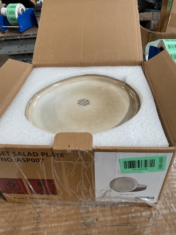 Photo 1 of (PARTIAL SET) (USED/FAIR) AmorArc Ceramic Plates Set of 6, 8.5 Inch Handmade Reactive Glaze Stoneware Plates set for Dessert, Salad, Appetizer, Dinner, Microwave & Dishwasher Safe, Scratch Resistant-Cappuccino