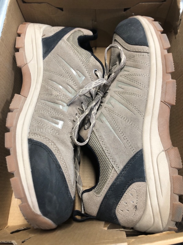 Photo 1 of (used)OL OUTJET LEGEND Men's Waterproof Hiking Shoes Leather Comfortable Lightweight Anti-Slip Outdoor Walking Work Sneakers Brown 10.5