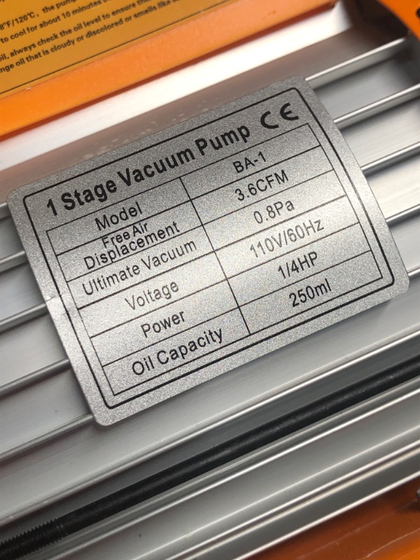 Photo 1 of (used)(please see all images) BACOENG 3.6CFM AC Vacuum Pump and Gauge Set - Home Mini Split Vacuum Pump Kit for R410A Refrigerants -