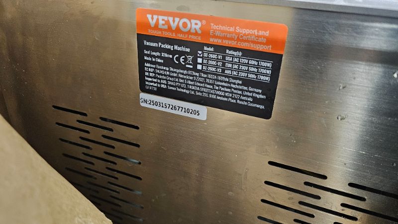 Photo 1 of ***PARTS ONLY***VEVOR Chamber Vacuum Sealer, 320W Sealing Power, Vacuum Packing Machine for Wet Foods, Meats, Marinades and More, Compact Size with 12.6 in Sealing Length, Applied in Home Kitchen and Commercial Use