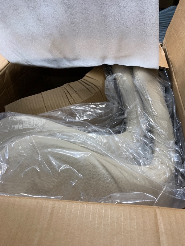 Photo 1 of **SET OF 2 ONLY***Shintenchi Bar Stools Set of 4 Modern Swivel Bar Chairs, Counter Height Faux Leather Metal Barstools, Upholstered Island Chairs with Back and Footrest, Beige