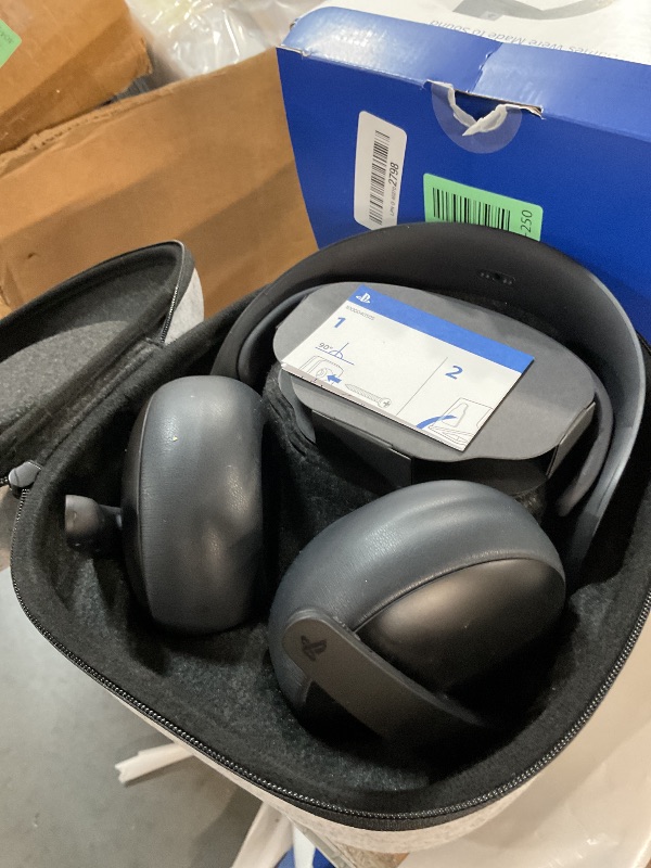 Photo 1 of (power tested) (left speaker sounds like it has a tear in it) PlayStation Pulse Elite Wireless Headset - Midnight Black
