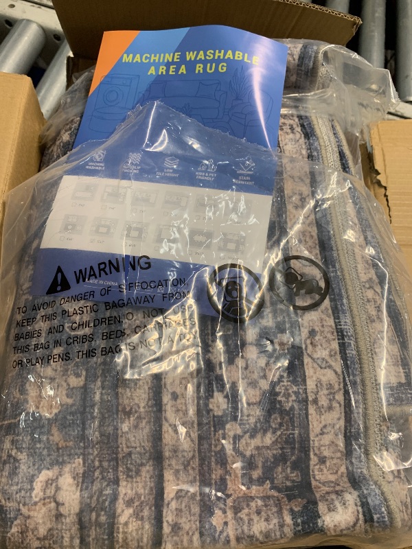 Photo 1 of (used)(see all images) GarveeHome Washable Area Rugs 5x7 Vintage Printed Accent with Non-Slip Backing, Stain-Resistant Oriental