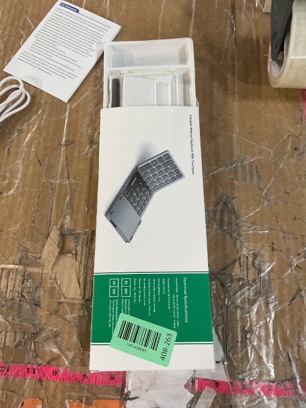 Photo 1 of (missing USB) Samsers Multi-Device Foldable Bluetooth Keyboard with Touchpad, Rechargeable Dual-Mode(2.4G+BTx2) Wireless Keyboard with Holder