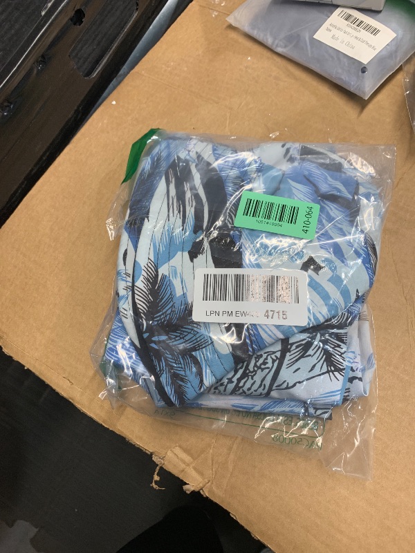 Photo 1 of (MISSING SHIRT) TUNEVUSE Mens Hawaiian Shirts and Shorts Set 2 Pieces Beach Outfits Tiger Print Summer Tropical Suit with Bucket Hats Light Blue 5X-Large