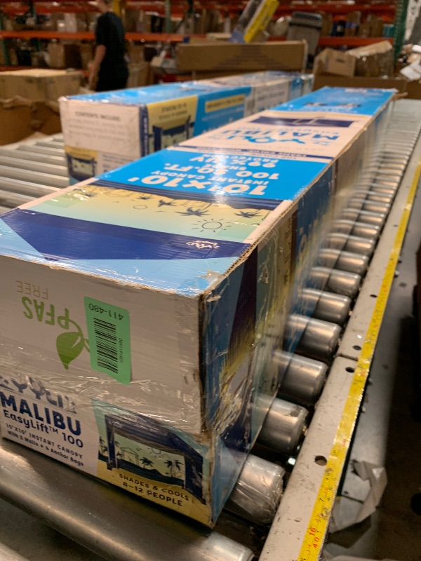 Photo 1 of (canopy has hole)(sold for parts)(repair) Yoli Malibu EasyLift 100 10' x 10' Straight Leg Instant Canopy Value Pack