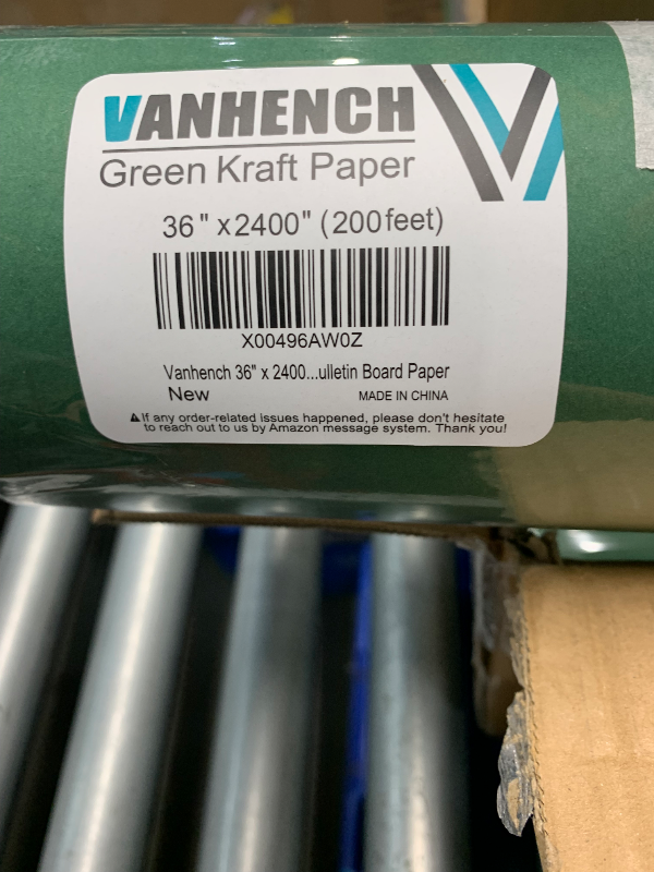 Photo 1 of ***FACTORY SEALED*** 4 PACK - Vanhench 36" x 2400" (200') Green Wrapping Paper Roll, Kraft Paper Roll for Fathers Day/Birthday/Christmas Gifts, Bouquet Flower Crafts Paper, Moving Supplies, Solid Color Bulletin Board Paper