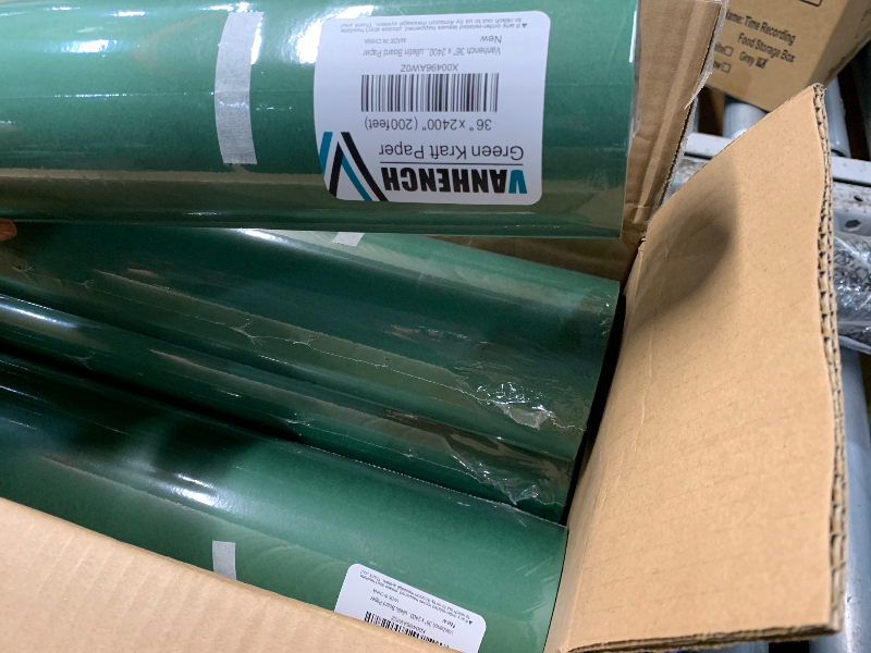 Photo 1 of ***FACTORY SEALED***4 PACK - Vanhench 36" x 2400" (200') Green Wrapping Paper Roll, Kraft Paper Roll for Fathers Day/Birthday/Christmas Gifts, Bouquet Flower Crafts Paper, Moving Supplies, Solid Color Bulletin Board Paper