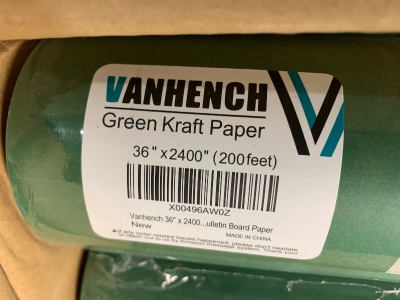Photo 1 of ***FACTORY SEALED***4 PACK - Vanhench 36" x 2400" (200') Green Wrapping Paper Roll, Kraft Paper Roll for Fathers Day/Birthday/Christmas Gifts, Bouquet Flower Crafts Paper, Moving Supplies, Solid Color Bulletin Board Paper
