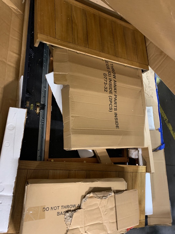 Photo 1 of ***(USED/ UNKNOWN IF MISSING PARTS)***TRUCK/TRAILER PICKUP ONLY***Signature Design by Ashley Havonplane Rustic Distressed Counter Height Dining Extension Table with Removable Center Leaf and Double Trestle Base, Light Brown