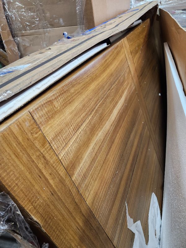 Photo 1 of ***(USED/ UNKNOWN IF MISSING PARTS)***TRUCK/TRAILER PICKUP ONLY***Signature Design by Ashley Havonplane Rustic Distressed Counter Height Dining Extension Table with Removable Center Leaf and Double Trestle Base, Light Brown